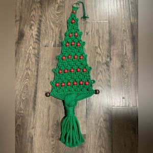 Vintage Handmade Macrame Hanging Christmas Tree Decoration